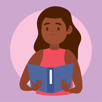 latin girl reading book vector