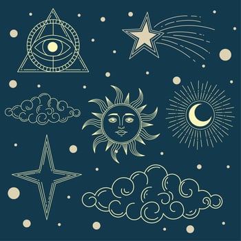 astrology sky with symbols vector