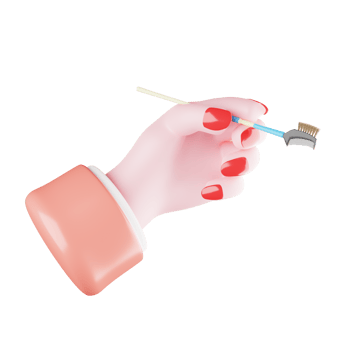 3d object hand and brush png