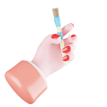 3d object hand and brush png