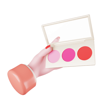 3d object hand and blush on png