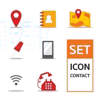 Set of contact icon. Element of phone, pin, map and more. Vector illustration isolated on white background