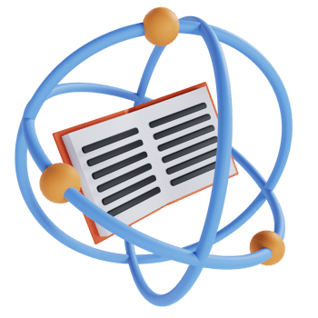 3D Atom Science With Book Education Illustration Premium PNG