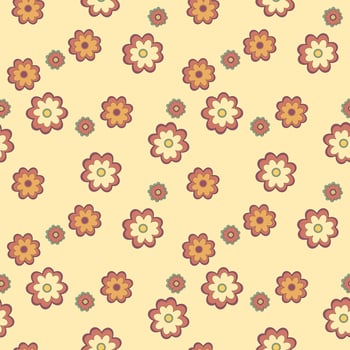 Colorful seamless floral pattern in hippie style in retro colors. For textile, background, product design vector