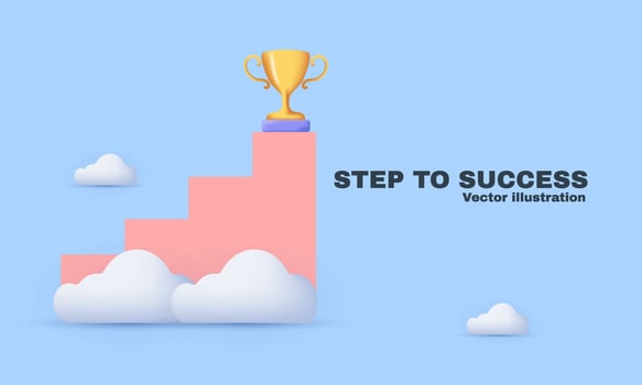 unique realistic business success 3d concept isolated on vector