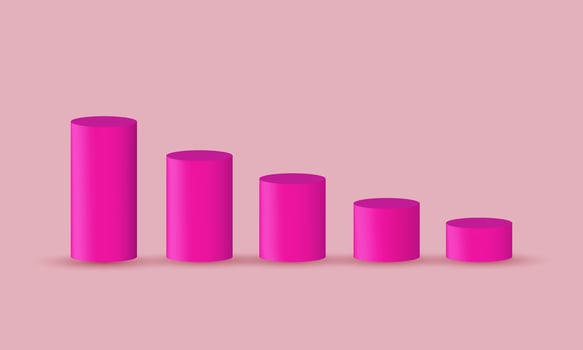 unique realistic pink cylinder front view levels 3d concept isolated on vector