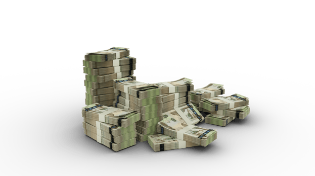 Stack of United Arab Emirates Dirham notes. 3d rendering of bundles of money isolated on transparent background png