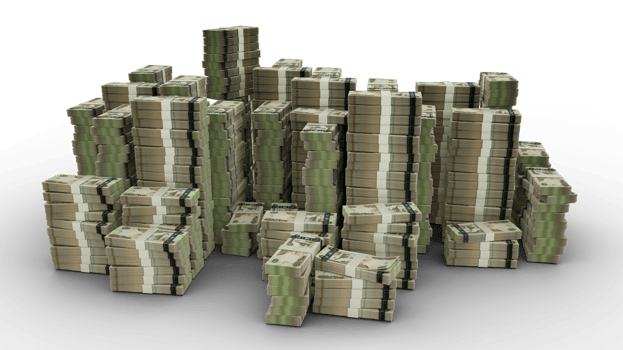 Big stack of 1000 United Arab Emirates dirham notes. A lot of money isolated on transparent background. 3d rendering of bundles of cash png