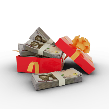 Stack of Nigerian naira notes inside an open red gift box. Bundles of Nigerian naira inside a gift box. 3d rendering of money inside box isolated on transparent background png