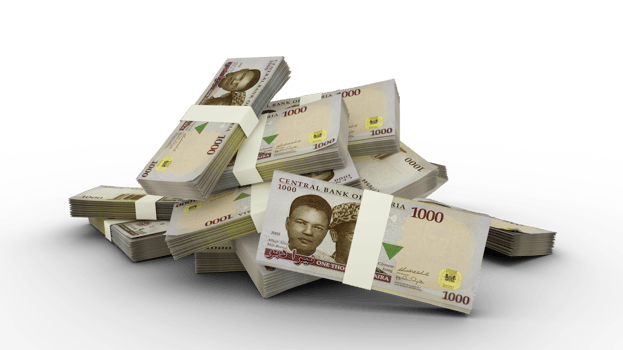 3D Stack of 1000 Nigerian naira notes png