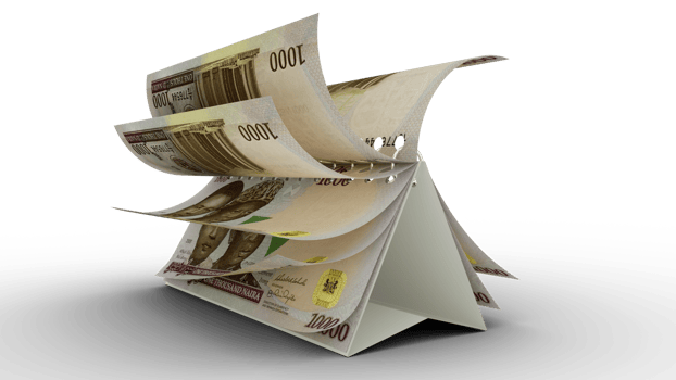 Calendar made of Nigerian naira notes isolated on transparent background. Money calendar. spending concept. 3d rendering png