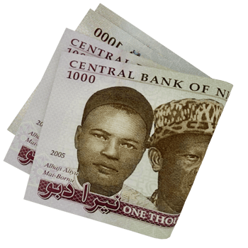 3d rendering of Folded Nigerian naira notes isolated on transparent background. png