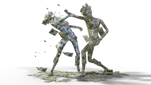 currency fight concepts. Ghanaian Cedi against us Dollar. 3d rendering of dollar Versus cedi. png