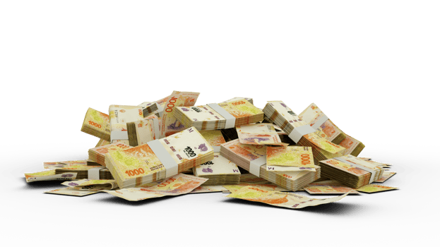 3D Stack of Argentine peso notes png