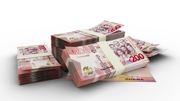 3D Stack of Ghanaian cedi notes png