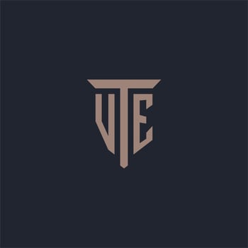 VE initial logo monogram with pillar icon design vector