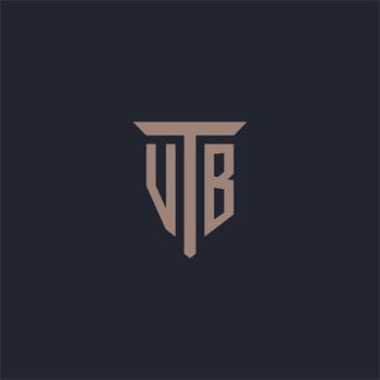 VB initial logo monogram with pillar icon design vector