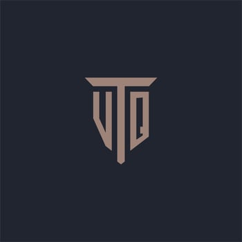 VQ initial logo monogram with pillar icon design vector
