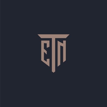 EN initial logo monogram with pillar icon design vector
