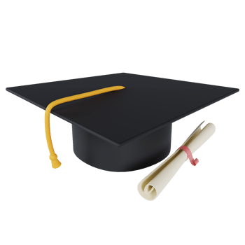 3D Graduation Cap With Certificate Education Illustration Premium PNG