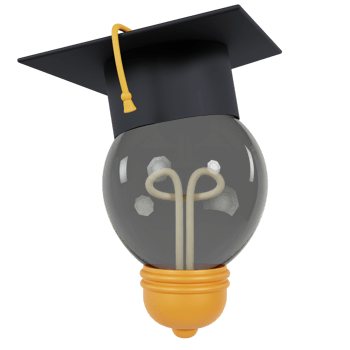 3D Transparent Bulb With Graduation Cap Illustration Premium PNG
