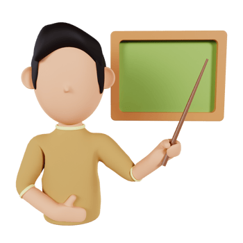 3D Man Pointing to the Board Illustration Premium PNG