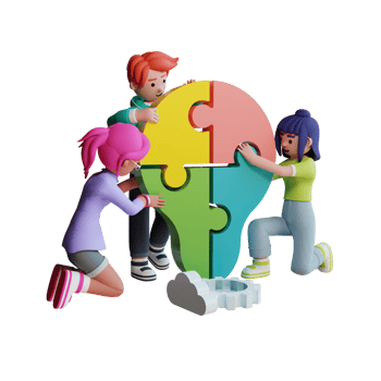 Problem solving and teamwork collaboration 3d high quality render illustration png