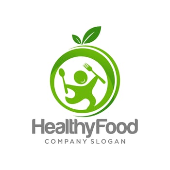 healthy food logo template vector