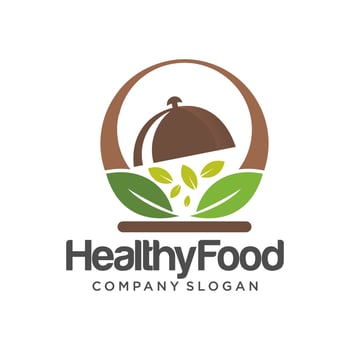 healthy food logo template vector