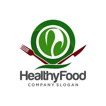 healthy food logo template vector
