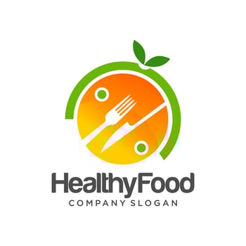 healthy food logo template vector
