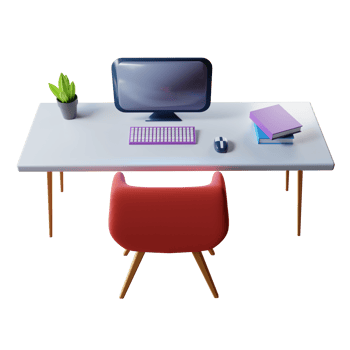 Desk setup for work from home 3d high quality render illustration png