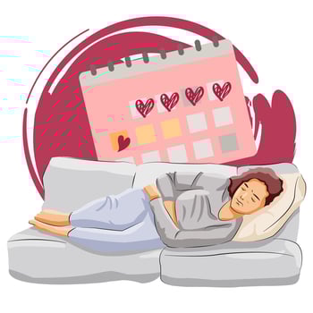 Woman having uncomfortable menstruation situation felling uncomfortable vector