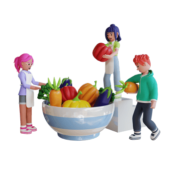 Vegetarian healthy nutritions and vegetables meal illustration 3d rendering png
