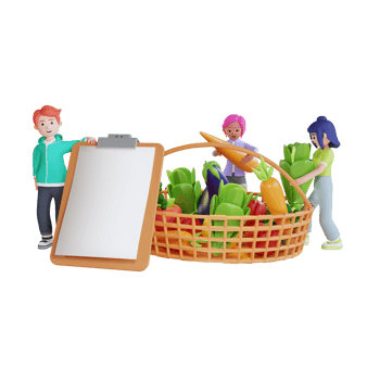 Vegetarian healthy nutritions and vegetables meal illustration 3d rendering png