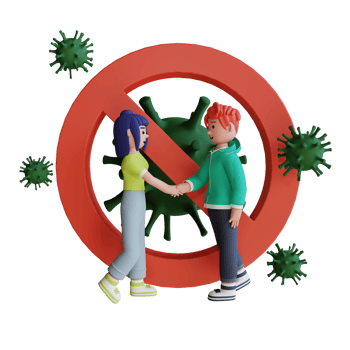 Forbidden to touch and close corona virus 3d illustration rendering png