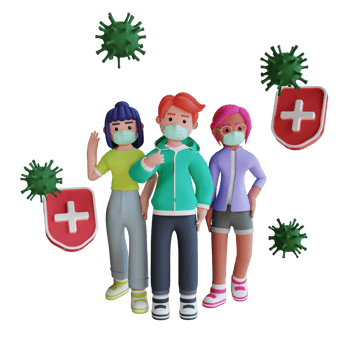 Wearing mask corona virus 3d illustration rendering png