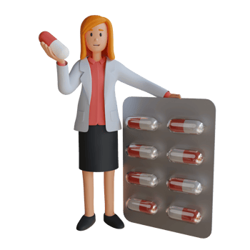 3d female doctor was carrying drugs in tablet capsule character illustration png
