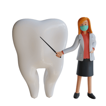 3d female doctor wearing a mask presenting the dental section character design illustration png