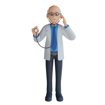 3d senior doctor holding a stethoscope character illustration png
