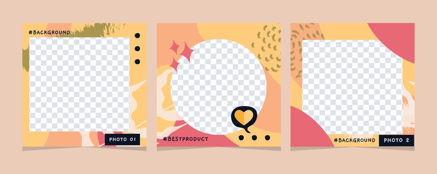 Social media post template. organic design in pastel colours vector