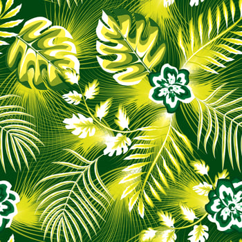 abstract summer tropical seamless pattern with green light plants leaves and foliage in monochromatic style on night background. Jungle print. Floral background. fashionable texture. Exotic. autumn vector