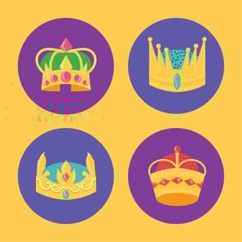 set gold crowns vector