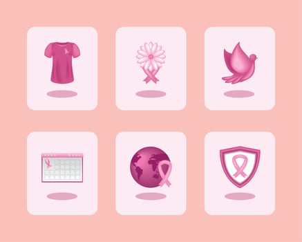 set of breast cancer vector