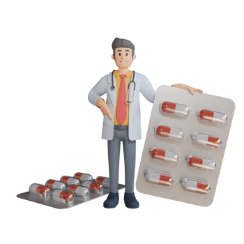 3d male doctor was carrying drugs in tablet capsule character illustration png