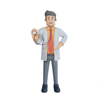 3d male doctor holding a stethoscope character illustration png