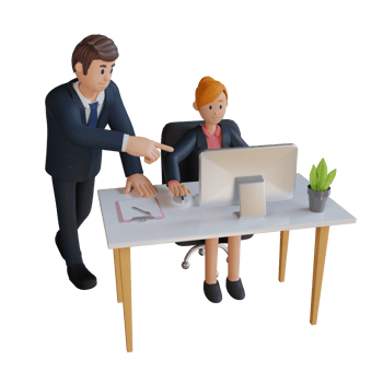 Businessman and woman working in office character 3d character illustration png