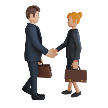 Businessman and woman shaking hands character 3d character illustration png
