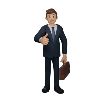Businessman giving thumbs up pose character 3d character illustration png