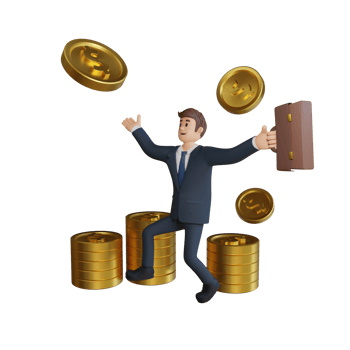 Businessman happy has a lot of money character 3d character illustration png